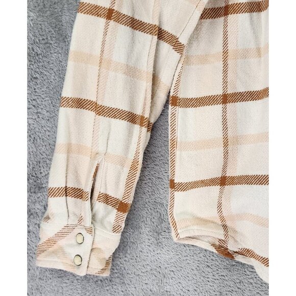 Idyllwind Shirt Womens XS Cream Tan Plaid Flannel Western Pearl Snap Long Sleeve - Picture 9 of 11